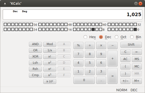 KDE calculator KCalc