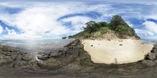 Stitched panoramic image in spherical projection